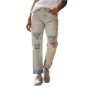 One Teaspoon Light Blue Distressed Ankle Length Jeans(Size 26)